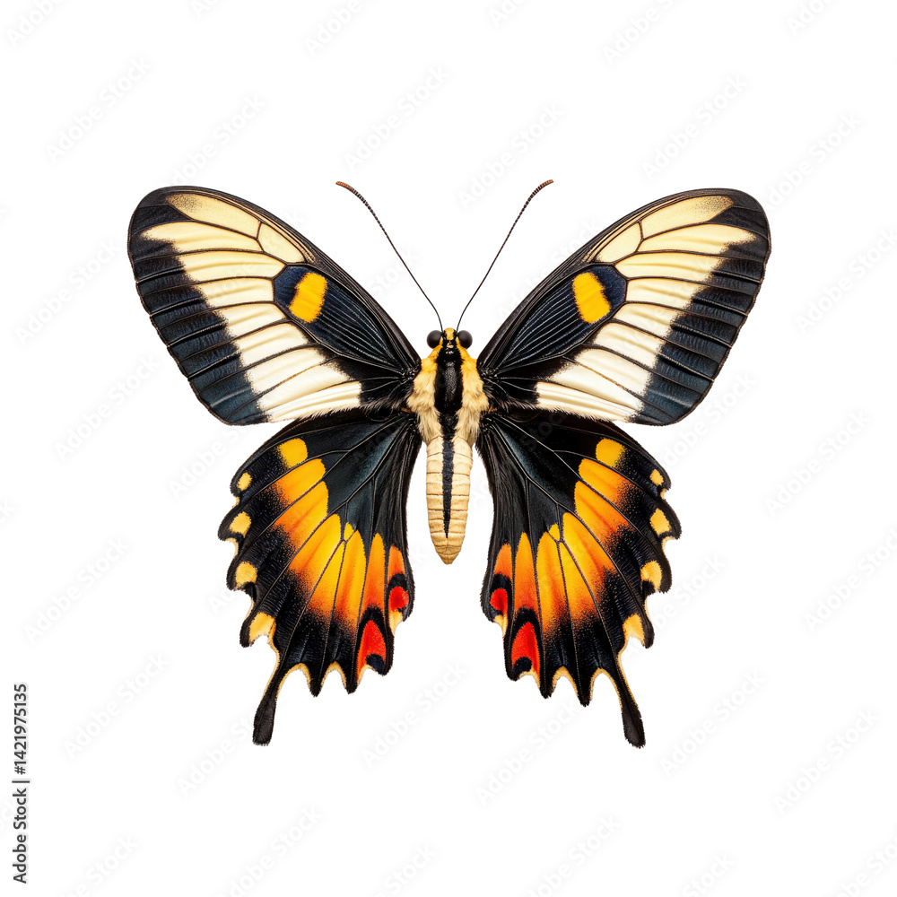Obraz premium Magnificent Golden Birdwing Butterfly on Transparent Background