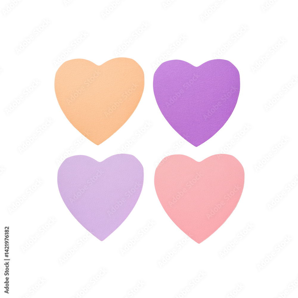 Pastel Heart-Shaped Notepads Four Colors, Blank Design Pastel Heart-Shaped Notepads Four Colors, Blank Design