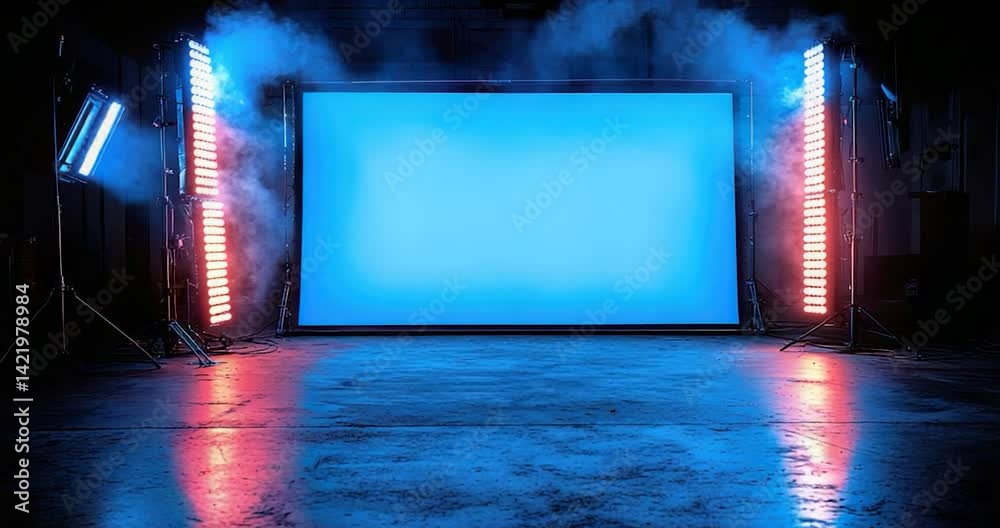 Blue screen led lights studio