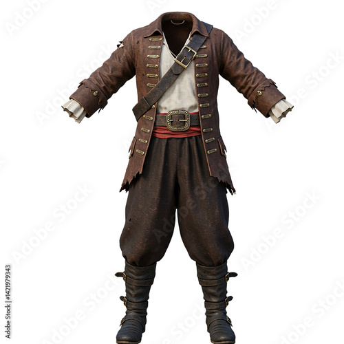 3d old pirate clothes isolated  