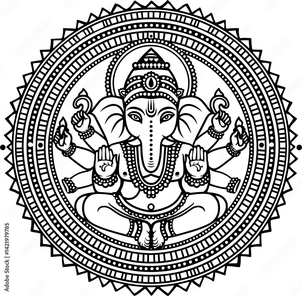 Obraz premium Intricate Ganesh illustration