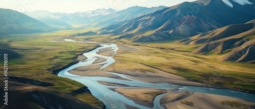 Majestic River Winding Through a Mountain Valley