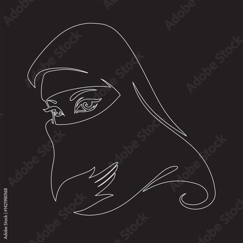Muslim Woman Hijab Abaya Islamic Fashion Dress Muslim Clothin Hijab in Vector Art Hijab Illustration