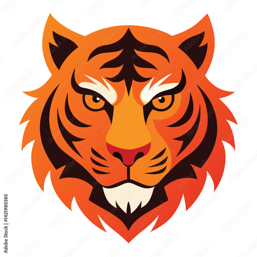 Fototapeta premium Stylized Tiger Head – Vector Animal Emblem for Branding