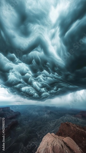 Obraz na płótnie Majestic Storm Clouds Over Canyon Landscape: A Breathtaking View w salonie