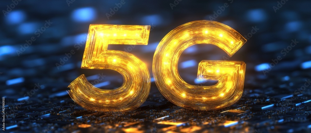 Glowing 5G Network Technology: Futuristic Digital Era