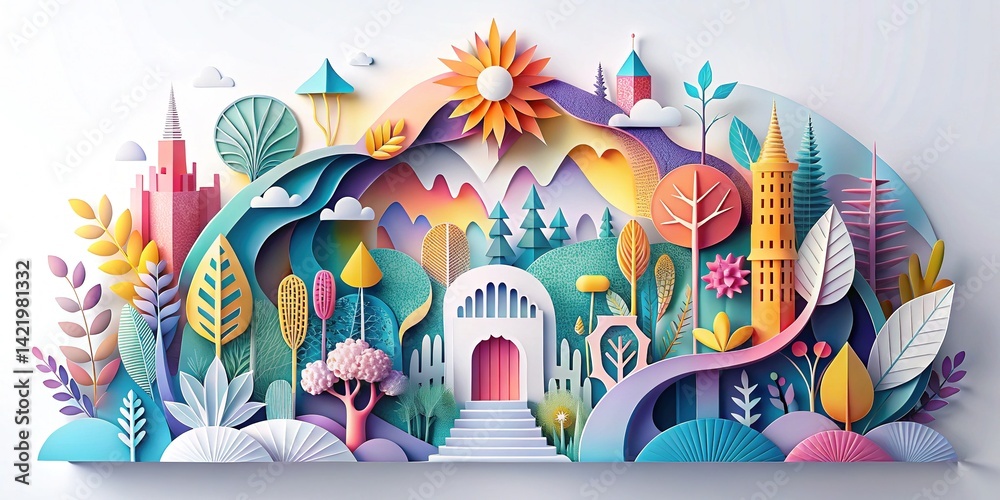 Fototapeta premium Paper Cut Illustration - Elegant Design