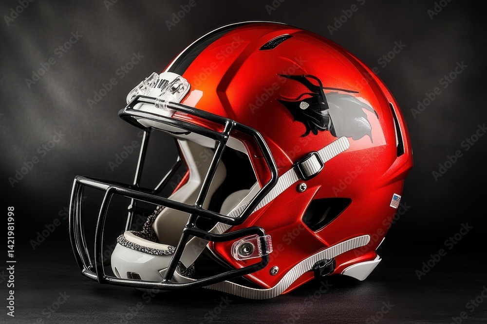 Unique football helmet design featuring bold colors and fierce logo for team spirit Unique football helmet design featuring bold colors and fierce logo for team spirit