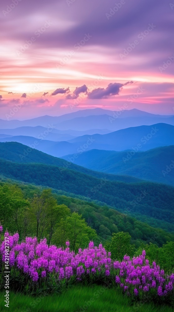 Serene Sunset over the Blue Ridge Mountains
