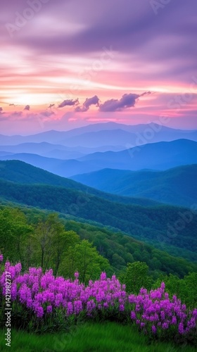 Obraz na płótnie Serene Sunset over the Blue Ridge Mountains w salonie