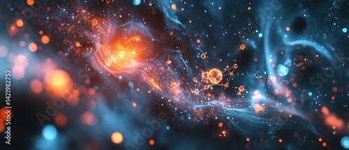 Obraz na płótnie Cosmic Nebula: A Digital Abstract of Celestial Dance w salonie