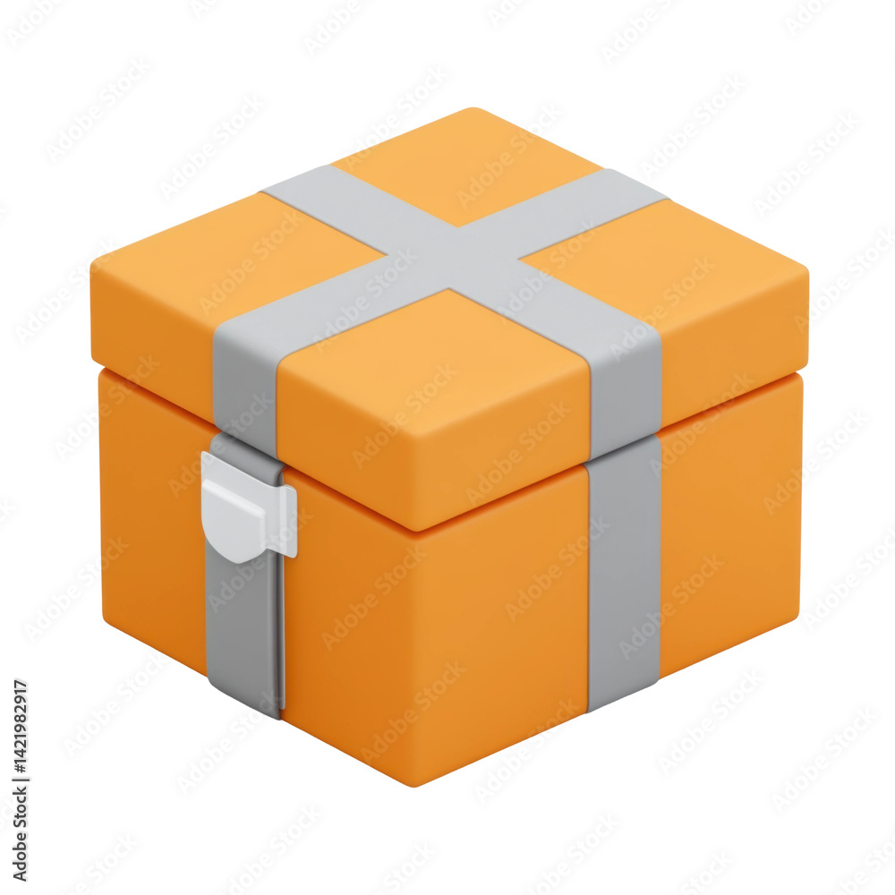 Obraz premium Gift box presentation online store product showcase digital close-up. Isolated on transparent background, png.