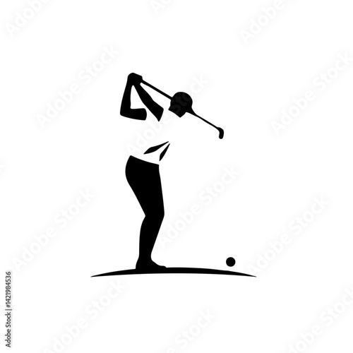 Golf Swing Silhouette Powerful Vector Illustration for Sports Designs
