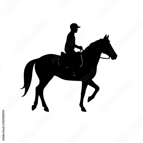 Silhouette of a Rider and Horse Equestrian Sport Vector Illustration