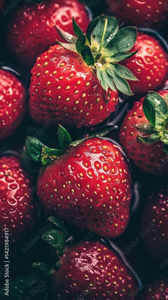 Juicy Red Strawberries: A Close-Up Macro Photography