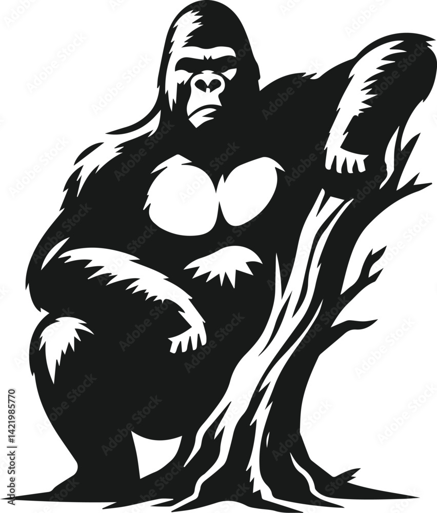 Naklejka premium Strong gorilla vector silhouette