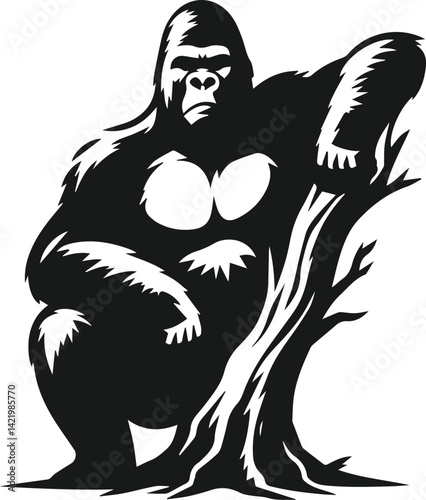 Wallpaper Mural Strong gorilla vector silhouette Torontodigital.ca