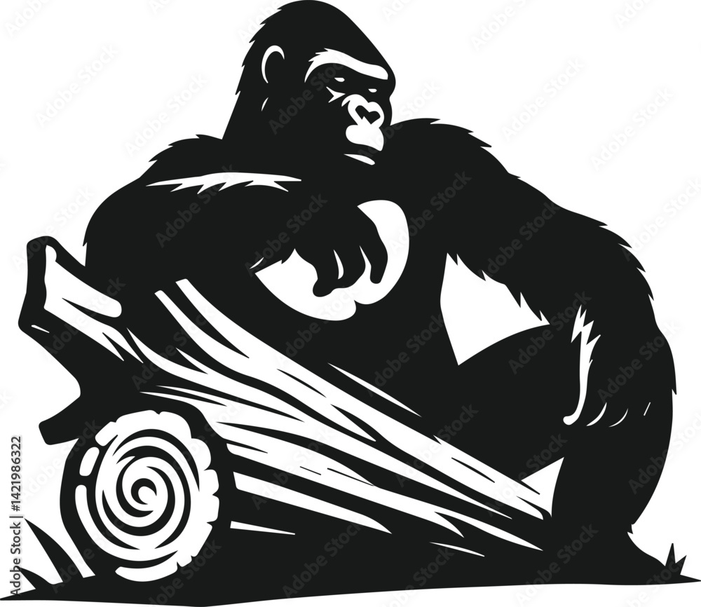 Fototapeta premium Strong gorilla vector silhouette