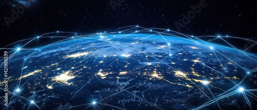 Obraz na płótnie Global Network Connections: A Visualization of Worldwide Interconnectivity w salonie