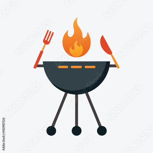 Barbecue grill vector art for posters, cookout cards, summer promotions, shirt designs, and hot food advertising.