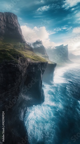 Majestic Cliffs and Ocean Vista: A Breathtaking Coastal Landscape