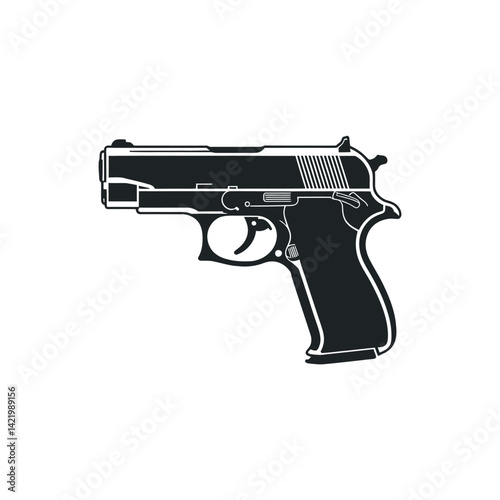 Isolated Black And White Pistol Illustration For Security Services And Criminal Justice System Representation Vector Design
