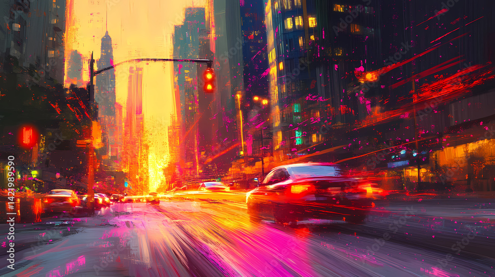 city sunset traffic