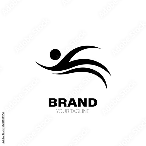 Swimming Logo. Swimming Logo Design. Swimming Logo Brand. Swimming Logo Vector Design Isolated on White Background