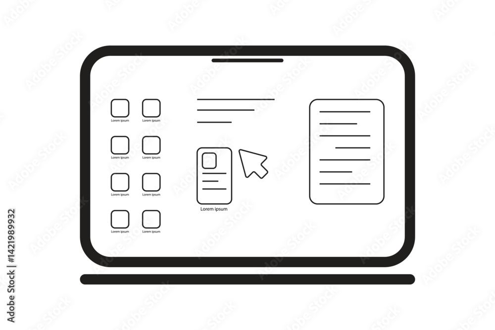 Creative Laptop Screen Icon, Working Screen, Desktop, Documents on screen, files, etc Creative Laptop Screen Icon, Working Screen, Desktop, Documents on screen, files, etc
