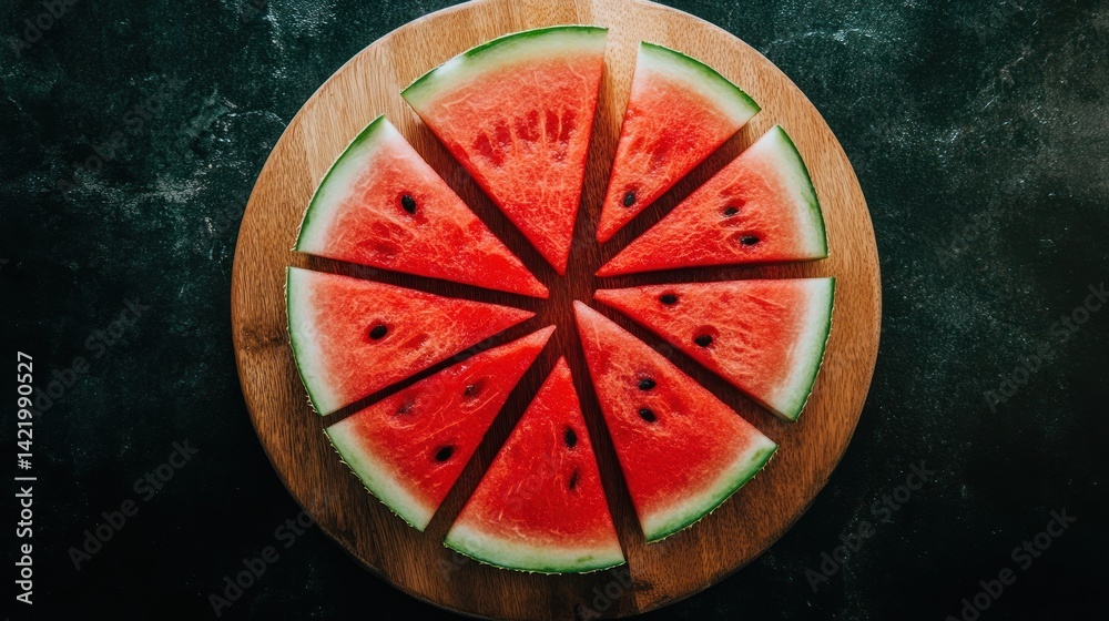 A Sliced Watermelon on a Wooden Board
