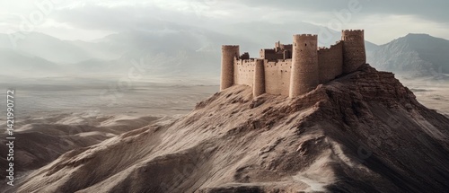 Obraz na płótnie Ancient Fortress in the Desert: A Majestic Vista w salonie