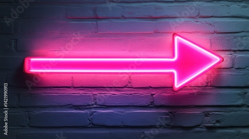 Obraz na płótnie Pink Neon Arrow on Brick Wall: Guiding Light w salonie