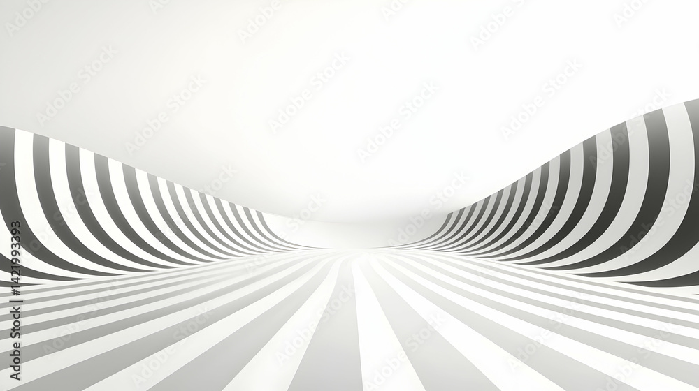 Naklejka premium Abstract Black And White Striped Tunnel Pattern