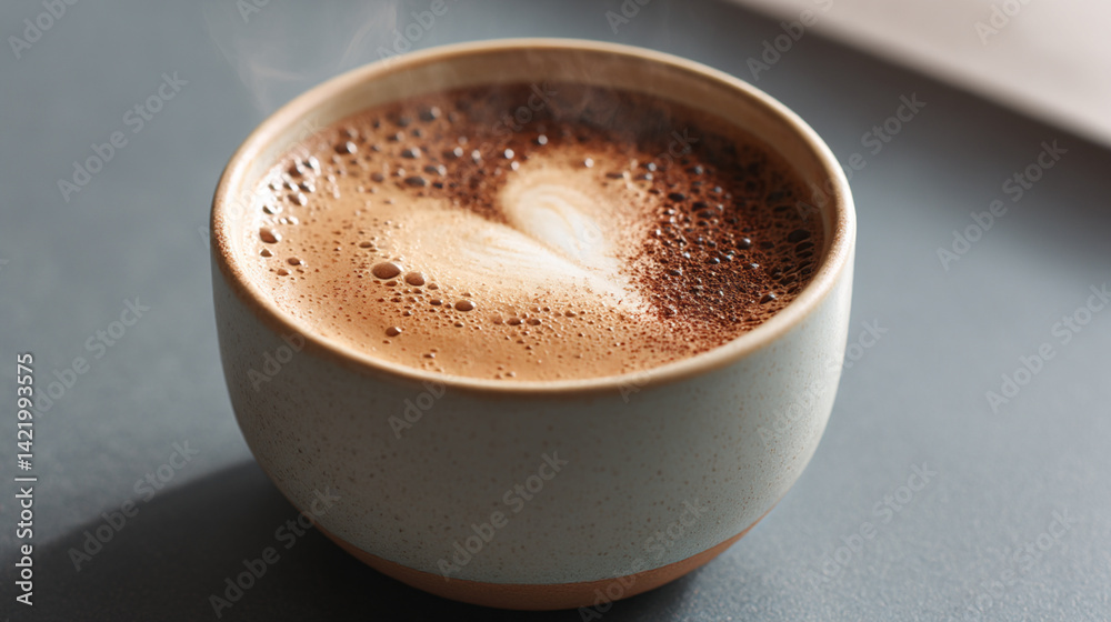 Heart latte art in a ceramic mug perfect coffee break for a delicious warm beverage drink morning coffee Heart latte art in a ceramic mug perfect coffee break for a delicious warm beverage drink morning coffee