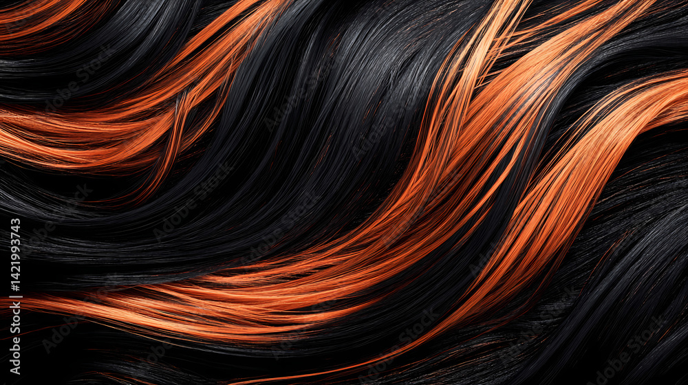 **an exquisite cascade of loose copper threads over smooth obsidian black. Obsidian Threads. Illustration