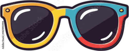 simple sun glasses cartoon colored isolated drawing line style sketch classic vintage design illustration	