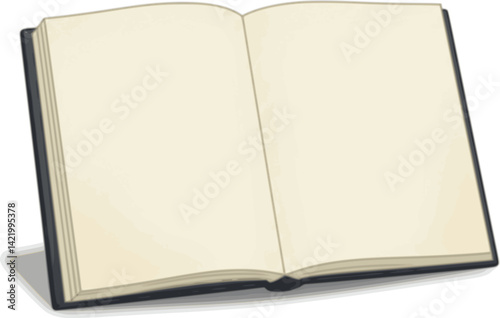 Blank Book Pages Open on White Background illustration 