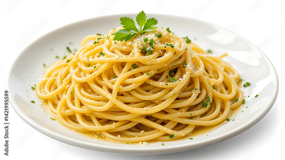 Authentic Spaghetti Aglio e Olio Isolated Authentic Spaghetti Aglio e Olio Isolated