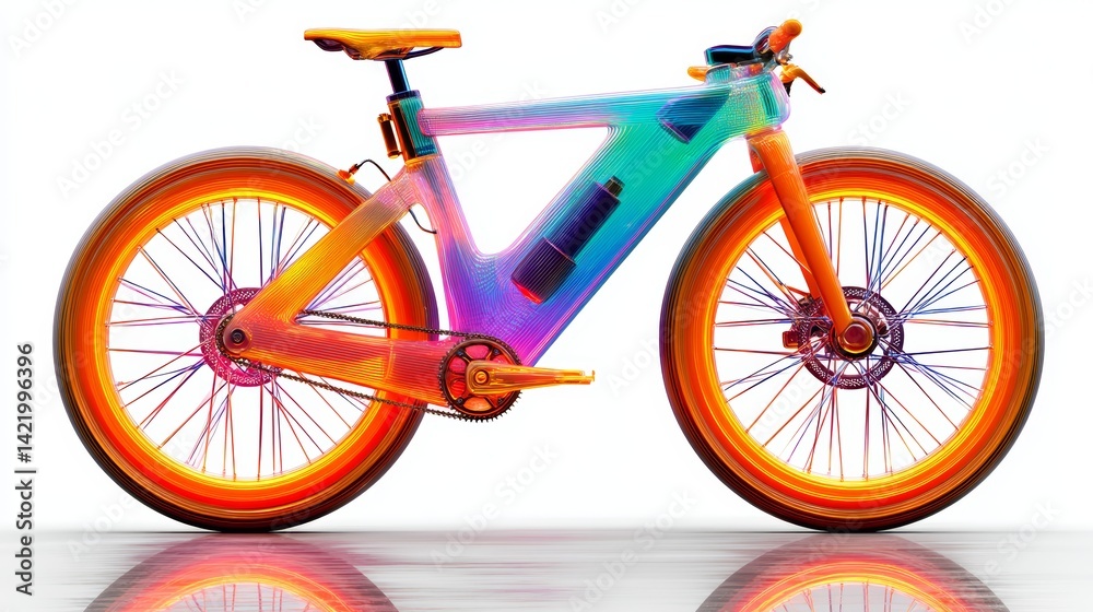 Fototapeta premium Neon Bicycle with Futuristic Design and Vibrant Colors for Modern Urban Lifestyle