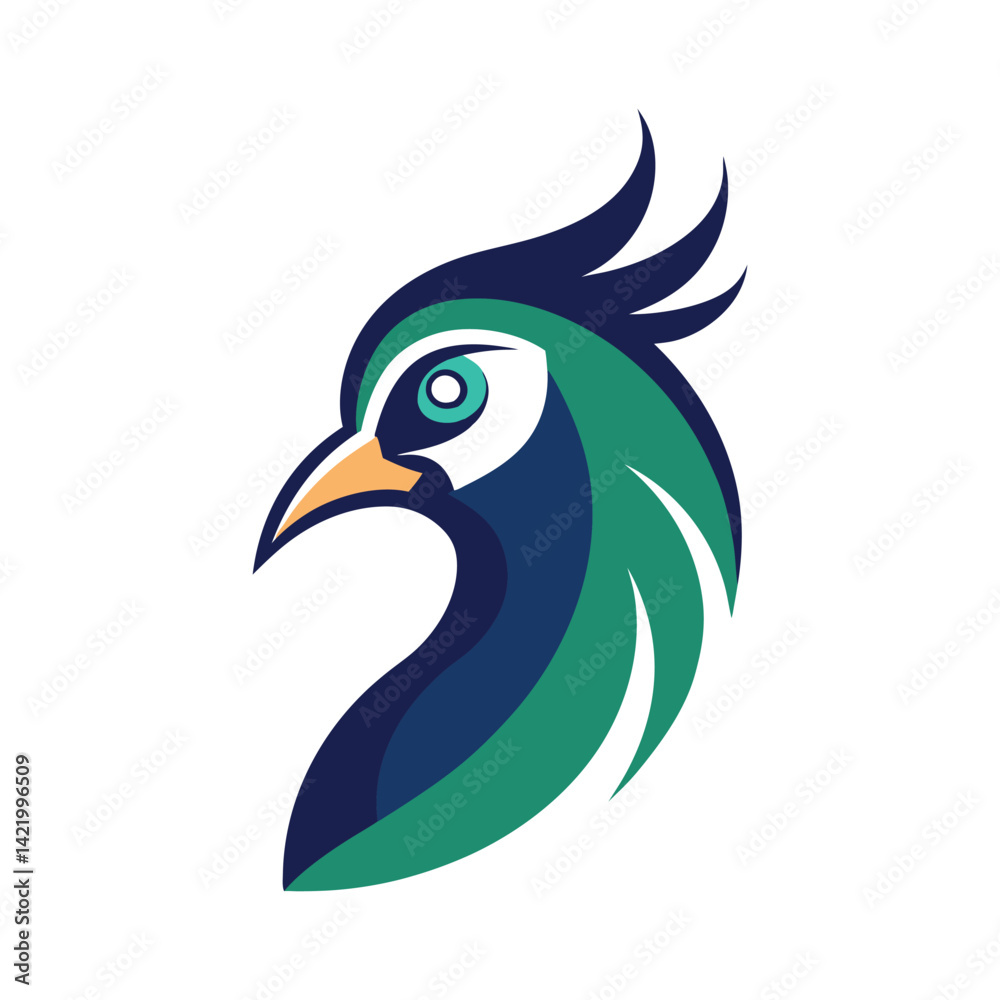 Naklejka premium peacock head mascot logo vector art illustration