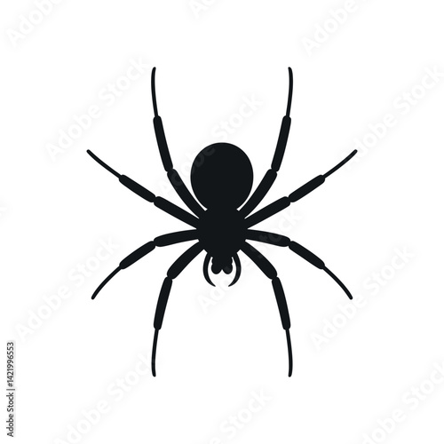 Black Silhouette Of Spider Vector Isolated On White Background For Halloween Holiday Themes And Creepy Illustration