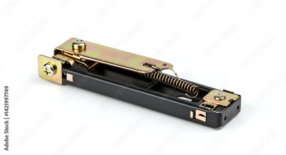 Broken Staple Gun Spring Mechanism on White Background Broken Staple Gun Spring Mechanism on White Background