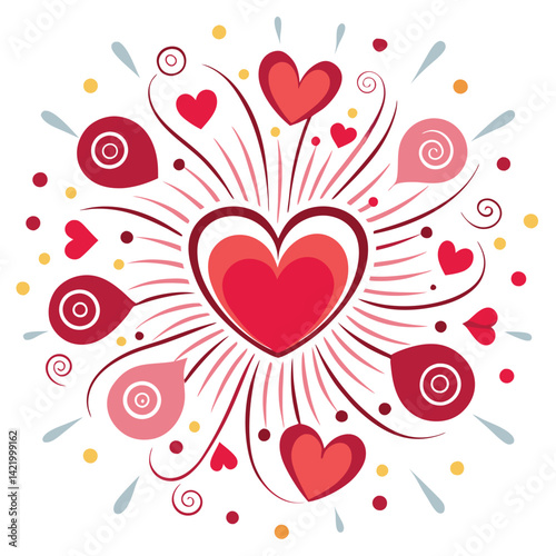 Red and Black Heart Patterns Clipart,
Cute Love Heart Design with Dots and Stripes,
Hand-Drawn Red Hearts with Decorative Patterns.