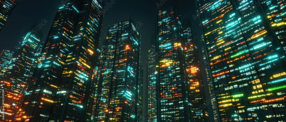 Cyberpunk Cityscape: Night Lights of Metropolis