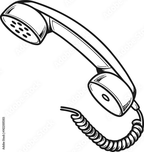 Vintage Corded Phone Illustration