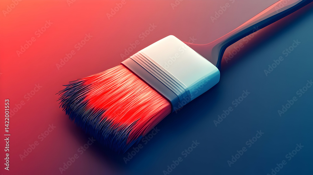 Fototapeta premium Red Paintbrush on Dark Background 3D Render