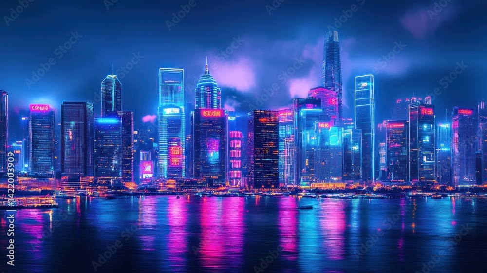 Neon Skyline: A Vibrant Night in the City