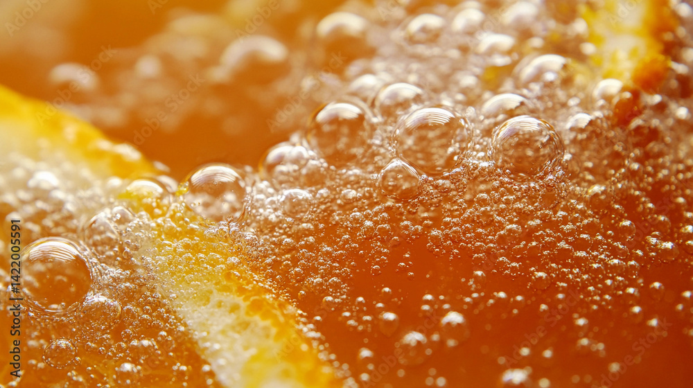 Bright sparkling orange beverage in close-up view Generative AI Bright sparkling orange beverage in close-up view Generative AI