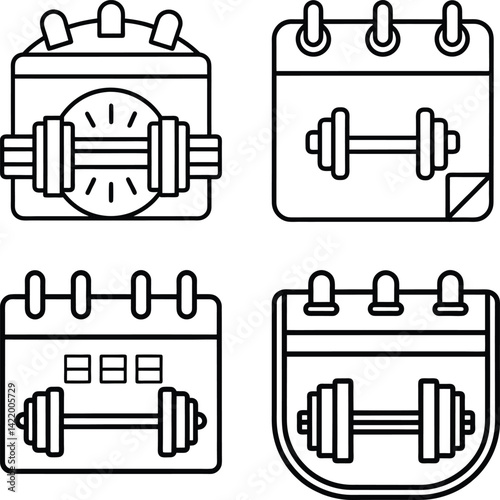 workout schedule icon set