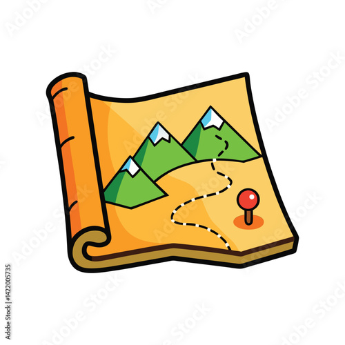 Trail Map Vector Illustration. Hiking route, trekking path, outdoor adventure design, nature exploration

